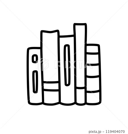 Doodle book shelf icon freehand drawn with thin line in minimalistic style 119404070