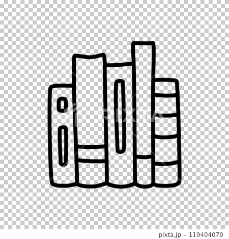 Doodle book shelf icon freehand drawn with thin line in minimalistic style 119404070