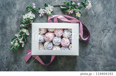 Box with sweet marshmallow 119404193