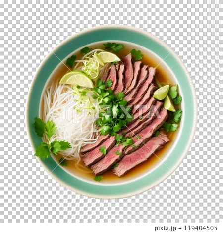 Pho a fragrant Vietnamese beef broth with rice noodles thinly sliced beef and aromatic herbs Pho a fragrant Vietnamese beef broth with rice noodles thinly sliced beef and aromatic herbs 119404505