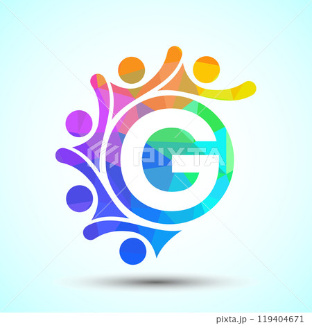 Initial alphabet with connecting people. Team, cooperation logo sign symbol Initial alphabet with connecting people. Team, cooperation logo sign symbol 119404671