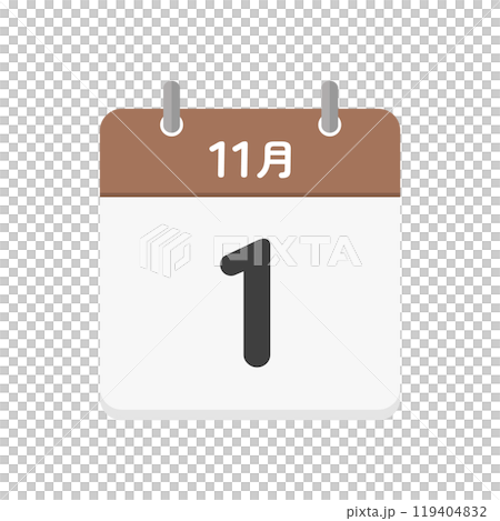 November 1st daily calendar icon - Illustration material of a Japanese calendar with the date 11/1 November 1st daily calendar icon - Illustration material of a Japanese calendar with the date 11/1 119404832