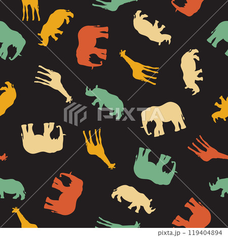 Colorful seamless african animals silhouettes pattern 119404894