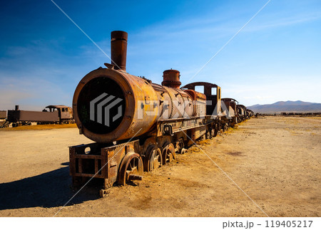 rusty steam locomotives in Bolivia 119405217