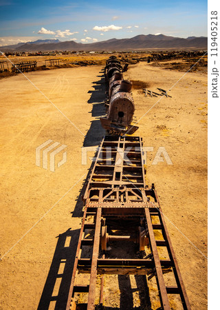 rusty steam locomotives in Bolivia 119405218
