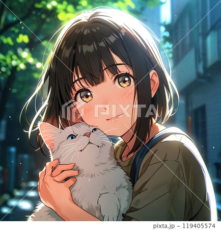 猫を抱く女性 119405574