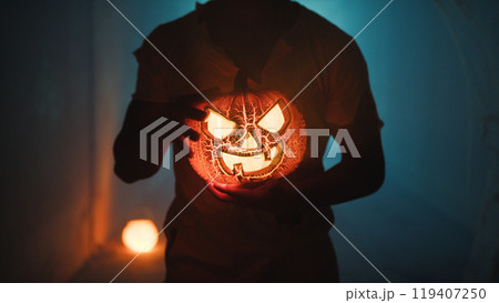 Zombie Touching The Creepy Pumpkin Zombie Touching The Creepy Pumpkin 119407250