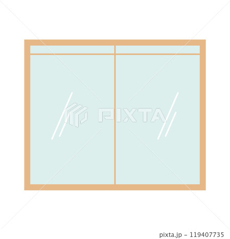 Tall window with wooden frame for home decor,...のイラスト素材 [119407735] - PIXTA