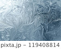 winter Frost on Glass Texture close up with Intricate Patterns 119408814