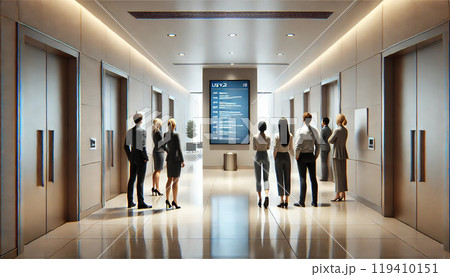 オフィスに設置されたデジタルサイネージ 119410151