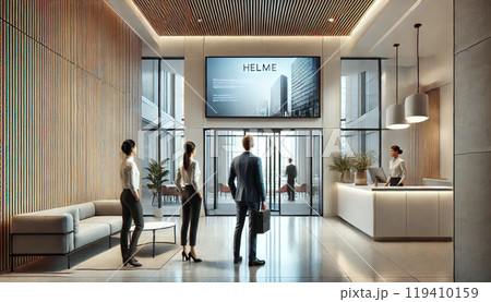 オフィスに設置されたデジタルサイネージ 119410159