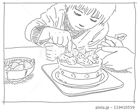 クリスマスケーキを作る子 119410559