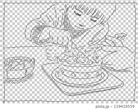 クリスマスケーキを作る子 119410559