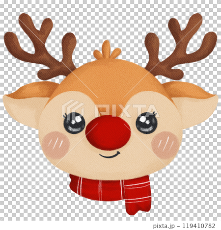 Retro Christmas Reindeer with Vintage Scarf - Classic Holiday Design 119410782
