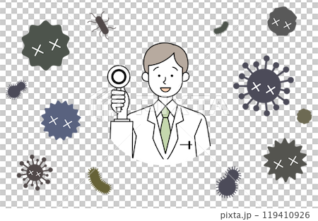 予防医療のイラスト(男性医・透過背景) 予防医療のイラスト(男性医・透過背景) 119410926