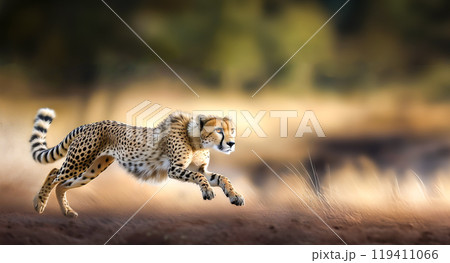 獲物を追うチーターのイメージ素材 獲物を追うチーターのイメージ素材 119411066