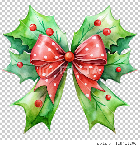 Christmas Day Elements Bow  Clipart Watercolor  119411206
