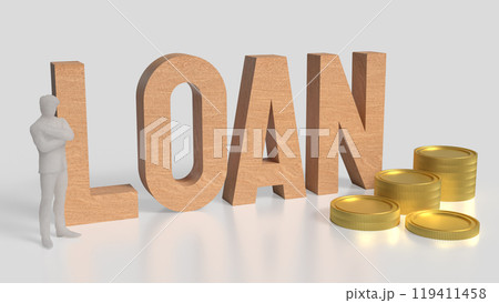 The man and loan text for Business concept 3d rendering. The man and loan text for Business concept 3d rendering. 119411458