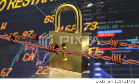 Golden lock for security  or Business concept 3d rendering. 119411472