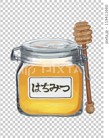 Honey (storage jar) with honey dipper 119411660