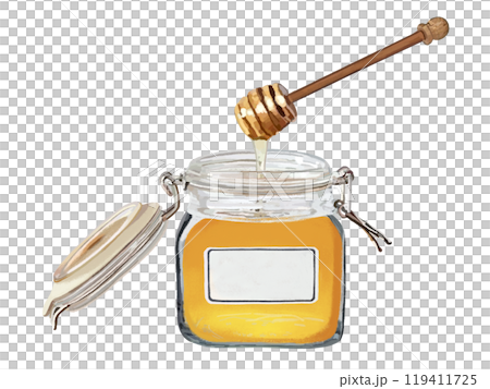 はちみつ(保存瓶開き)白ラベル、ハニーディッパー付き はちみつ(保存瓶開き)白ラベル、ハニーディッパー付き 119411725