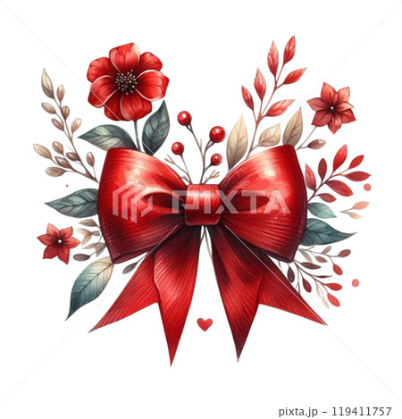 Cute flowers tied with bows Clipart Watercolor Cute flowers tied with bows Clipart Watercolor 119411757