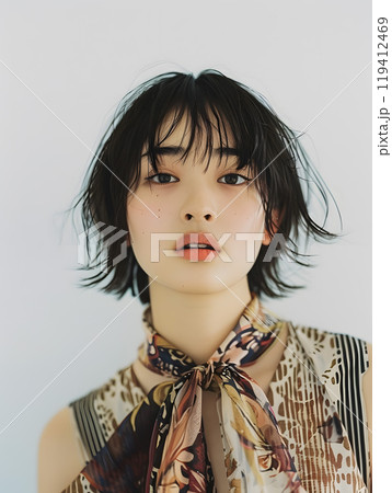 スカーフを纏うアジア人女性 スカーフを纏うアジア人女性 119412469