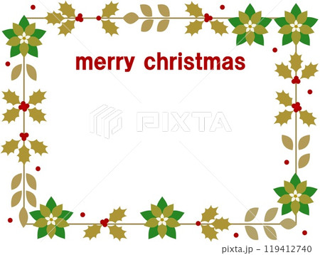 メリークリスマス merry christmas フレーム 白背景 メリークリスマス merry christmas フレーム 白背景 119412740