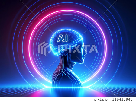 抽象的な脳とサイバーイメージ 119412946