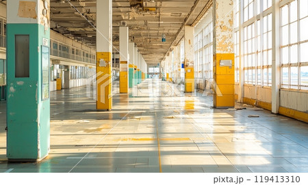 Desolate Beauty Sunlight in Abandoned Factory Desolate Beauty Sunlight in Abandoned Factory 119413310