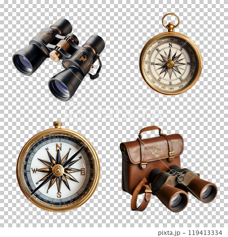 Vintage Travel Essentials Compasses and Binoculars Vintage Travel Essentials Compasses and Binoculars 119413334