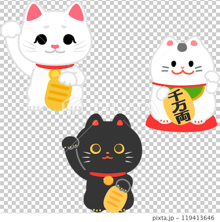 Three types of beckoning cats 119413646