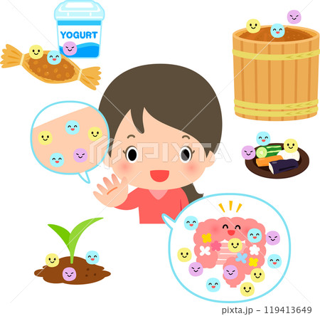 人、食品、土壌にいる常在菌のキャラクター 119413649