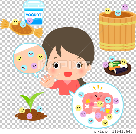 人、食品、土壌にいる常在菌のキャラクター 119413649