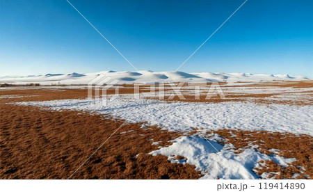 雪が降っている何もないまっさらな土地のイラスト素材 [119414890] - PIXTA