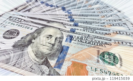 A Fan of $100 Bills.A close-up photo of a fan of $100 US dollar bills. The bills are arranged neatly, with the portrait of Benjamin Franklin visible on each bill. A Fan of $100 Bills.A close-up photo of a fan of $100 US dollar bills. The bills are arranged neatly, with the portrait of Benjamin Franklin visible on each bill. 119415039