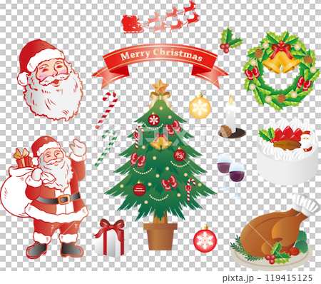 Christmas Santa Claus tree present decoration arrangement male senior person illustration Christmas Santa Claus tree present decoration arrangement male senior person illustration 119415125