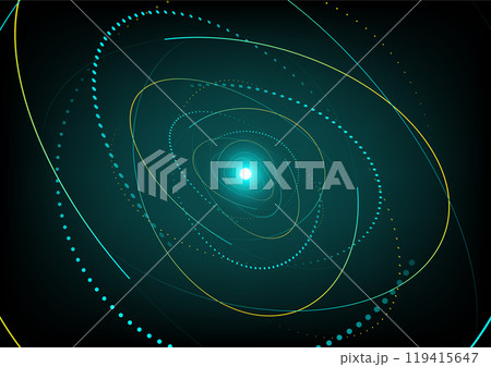 Abstract background with green and yellow dash circles elements 119415647