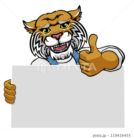 Wildcat Painter Handyman Mechanic Plumber Cartoon 119416455