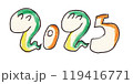 カラフルな手描き筆書きのへびで2025 119416771