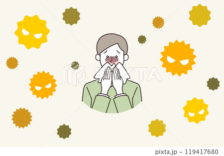 花粉症患者男性のイラスト 花粉症患者男性のイラスト 119417680