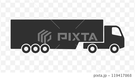 Semi trailer truck icon symbol. Semi truck logo sign. Vector illustration image. Isolated on white background. 119417868