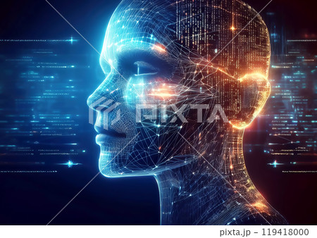 抽象的な脳とサイバーイメージ 119418000