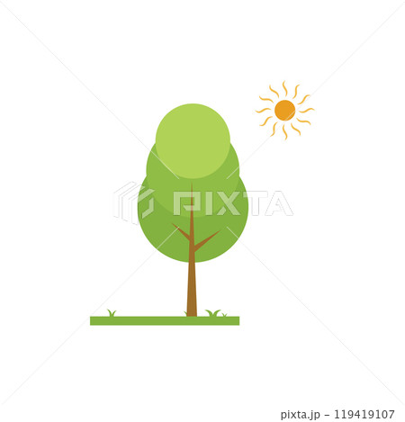 Park tree and bench icon 119419107