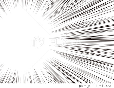 集中線（効果線）の左側ズームアップ（漫画用） 119419388