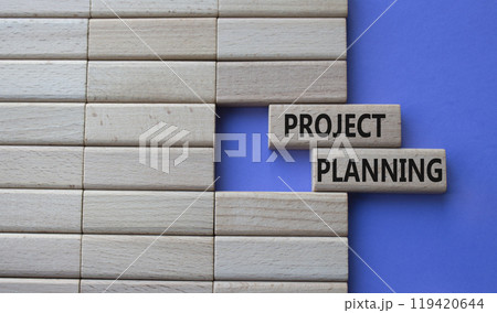 Profit Margins symbol. Concept word Profit Margins on wooden blocks. Beautiful purple background. Business and Profit Margins concept. Copy space 119420644
