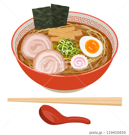 ラーメン 割り箸とレンゲ付き_ベクターイラスト ラーメン 割り箸とレンゲ付き_ベクターイラスト 119420850