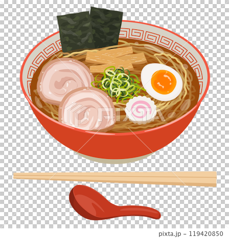 ラーメン 割り箸とレンゲ付き_ベクターイラスト ラーメン 割り箸とレンゲ付き_ベクターイラスト 119420850