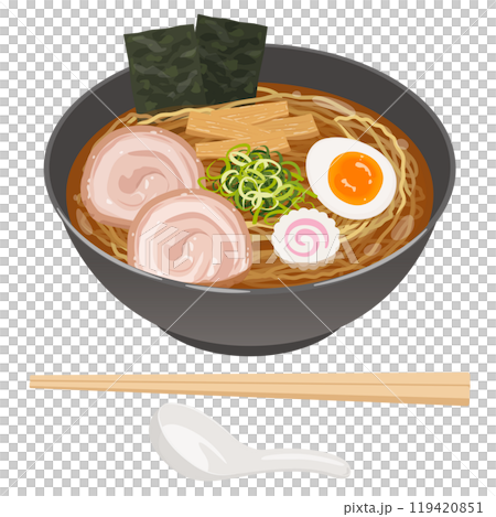 ラーメン 割り箸とレンゲ付き_ベクターイラスト 119420851