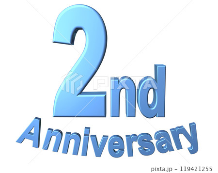3DCG文字「2nd Anniversary/2周年」ブルー,青 119421255